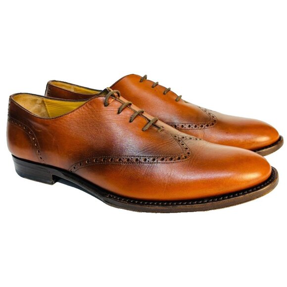 Antonio Maurizi Men's Shoes Size 9 EU 42 Wingtip Burnished Brown Leather Italy